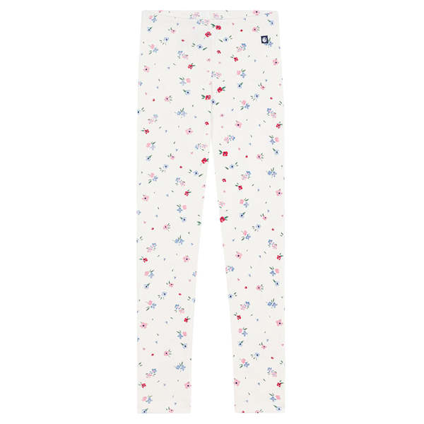 KIDS Petit Bateau Marshmallow White Floral Print Leggings - White KIDS Petit Bateau Marshmallow White Floral Print Leggings - White
