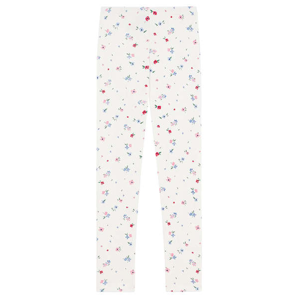 KIDS Petit Bateau Marshmallow White Floral Print Leggings - White