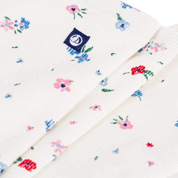 KIDS Petit Bateau Marshmallow White Floral Print Leggings - White