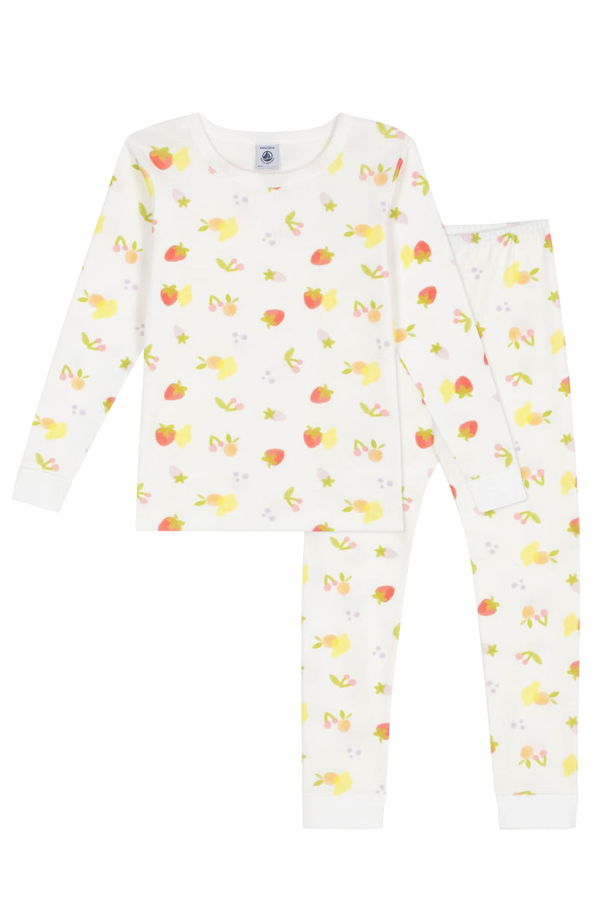 KIDS Petit Bateau Marshmallow Fruit Print Pyjamas - White
