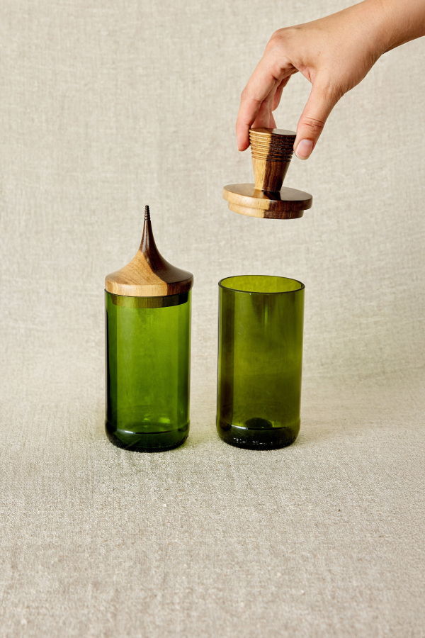 Kanju Interiors Wooden Topped Apothecary Jar - Green