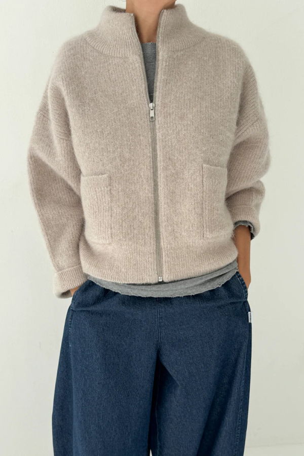 Le Bon Shoppe Alpaca Zip Front Sweater Jacket