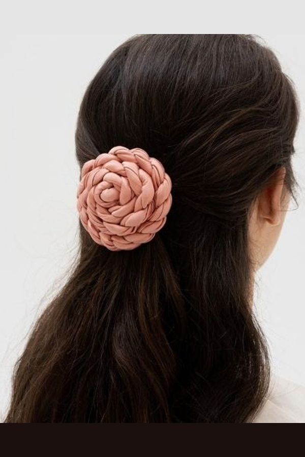 AZUR Plisse Satin Silk Round Hair Clip