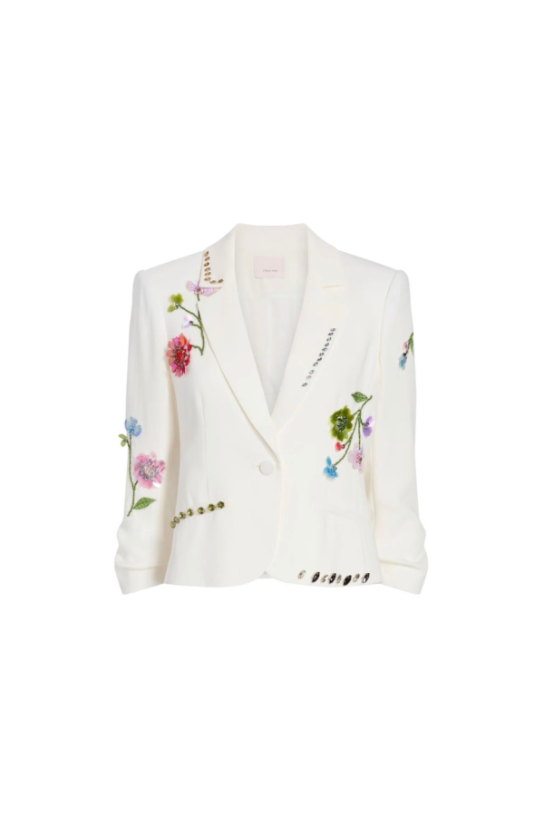 Cinq A Sept Floral Vine Le Petit Khloe Blazer - Ivory/Multi