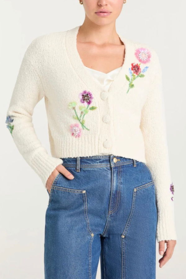Cinq A Sept Solene Cardigan - Ivory/Multi