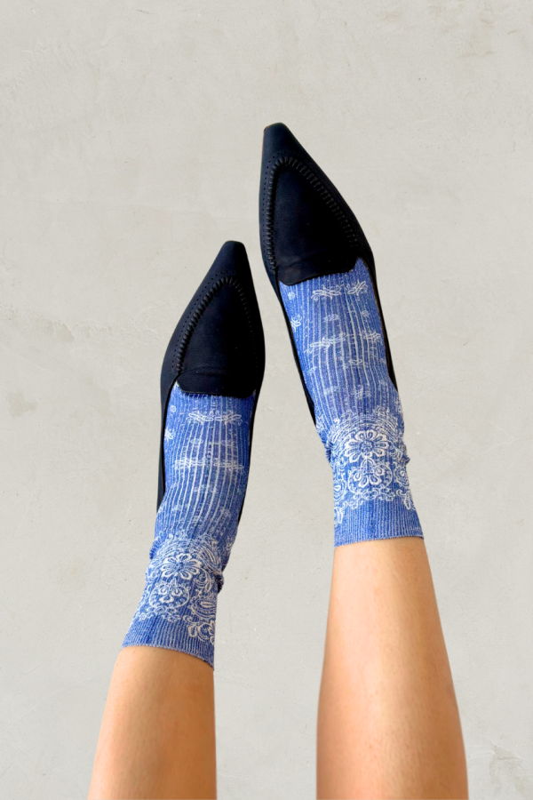 Maria La Rosa Bahia Socks - Blue Bandana Paisley