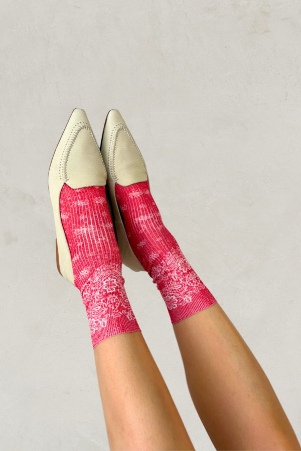 Maria La Rosa Bahia Socks - Red Bandana Paisley