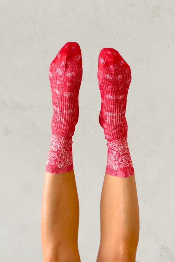 Maria La Rosa Bahia Socks - Red Bandana Paisley