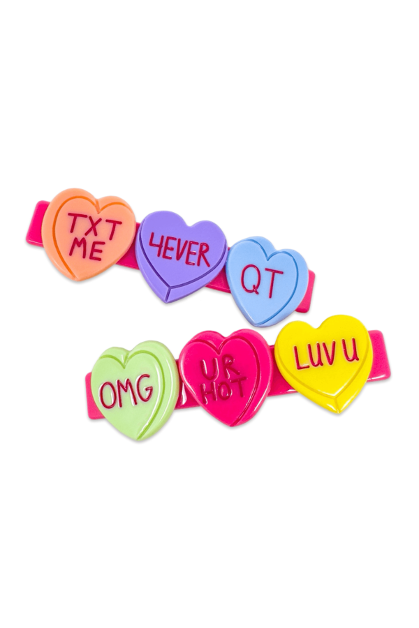 Jenny Lemons Candy Hearts Alligator Hair Clip Set
