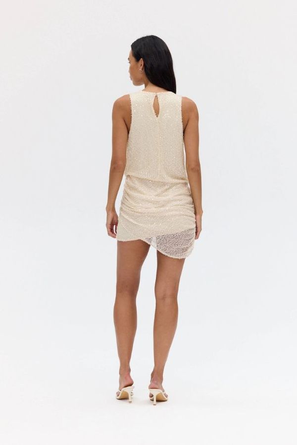 Third Form Nightfall Cowl Neck Mini Dress - Shell