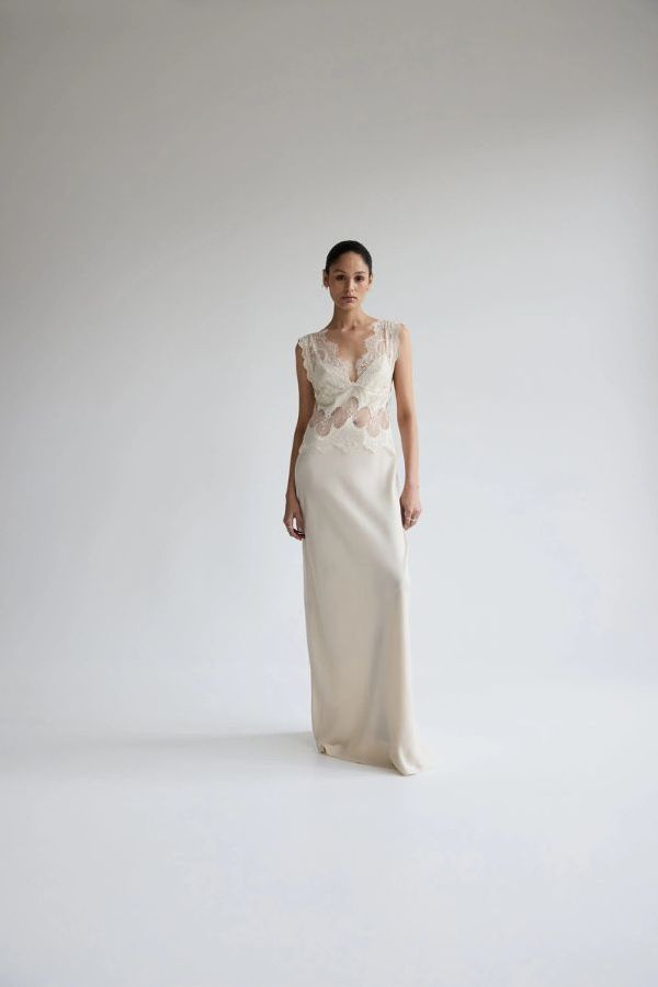 Third Form Visions Lace Floor Length Dress - Buttercream