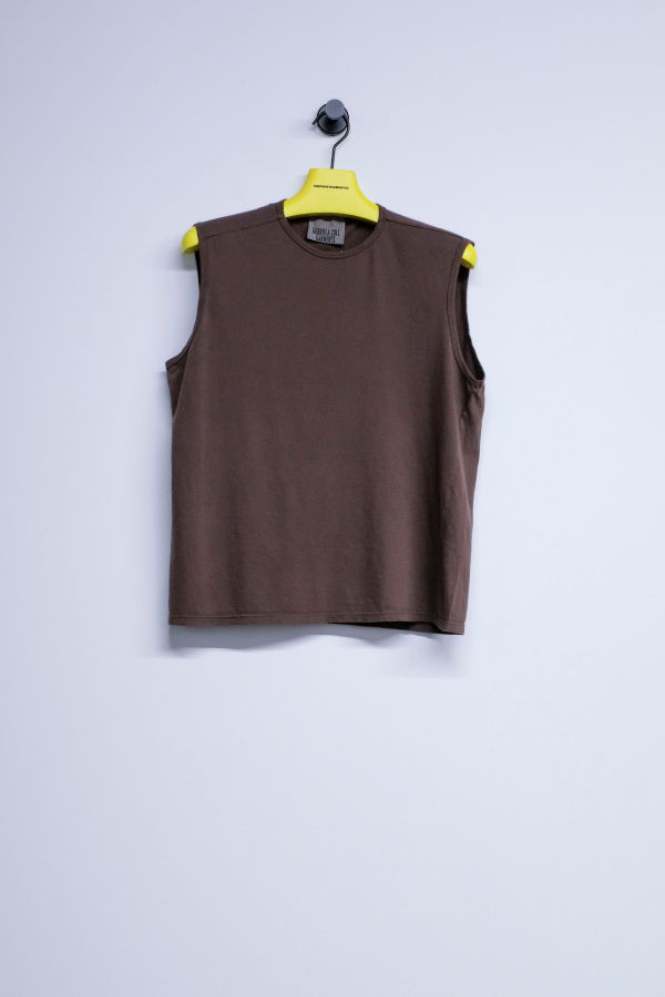Gabriela Coll Garments NO.33 Brown Organic Cotton Sleeveless T-Shirt