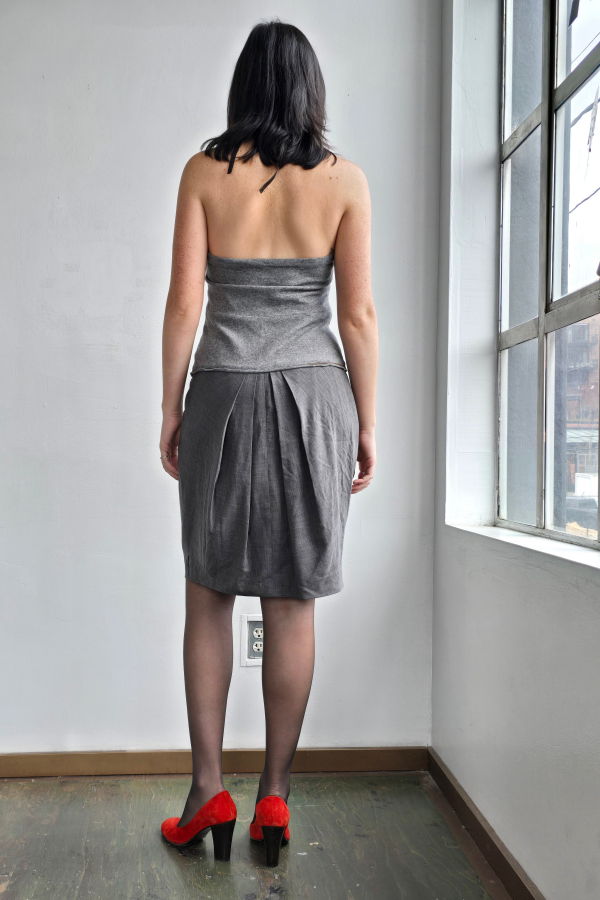 Vintage Italian Woven + Knit Gray Wool Dress