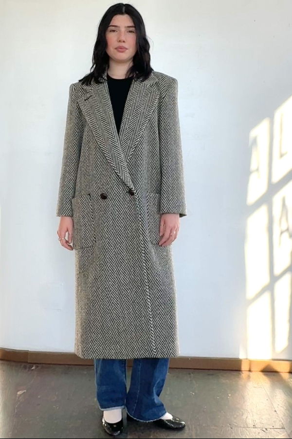Vintage Perry Ellis Herringbone Coat