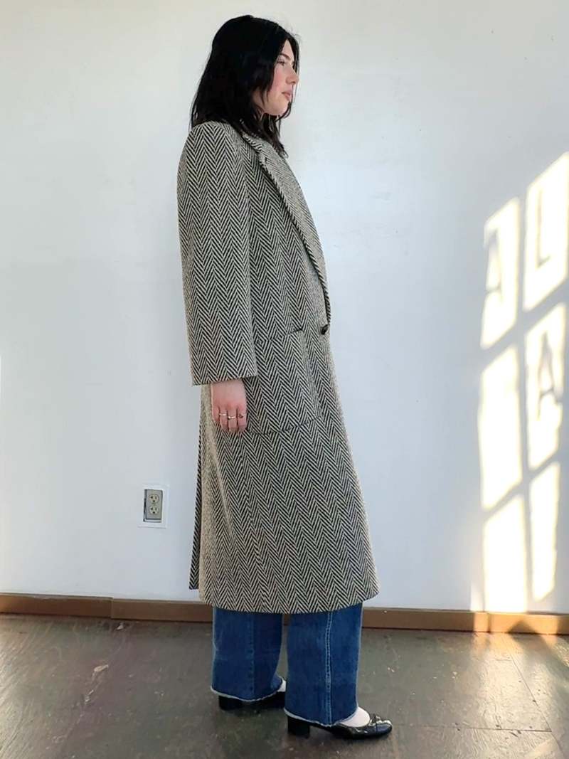 Vintage Perry Ellis Herringbone Coat