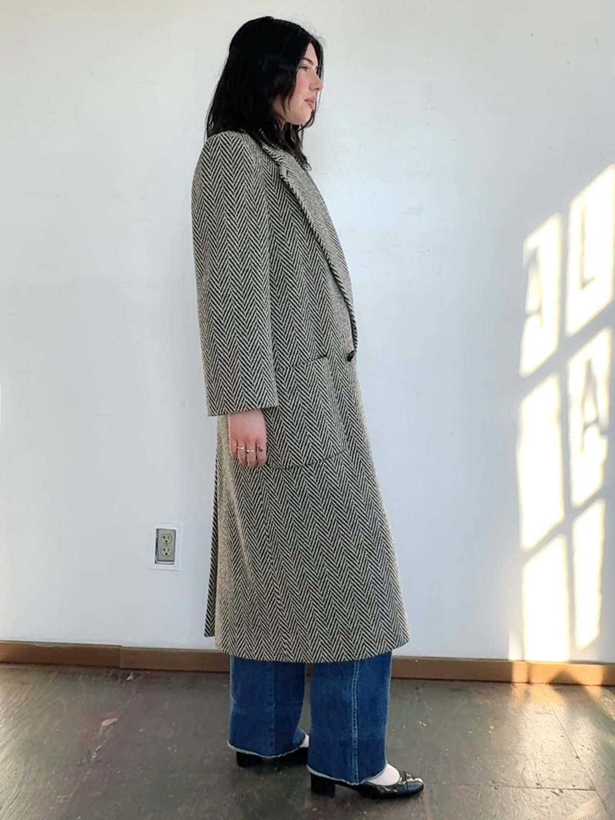 Vintage Perry Ellis Herringbone Coat - Image 3 of 5