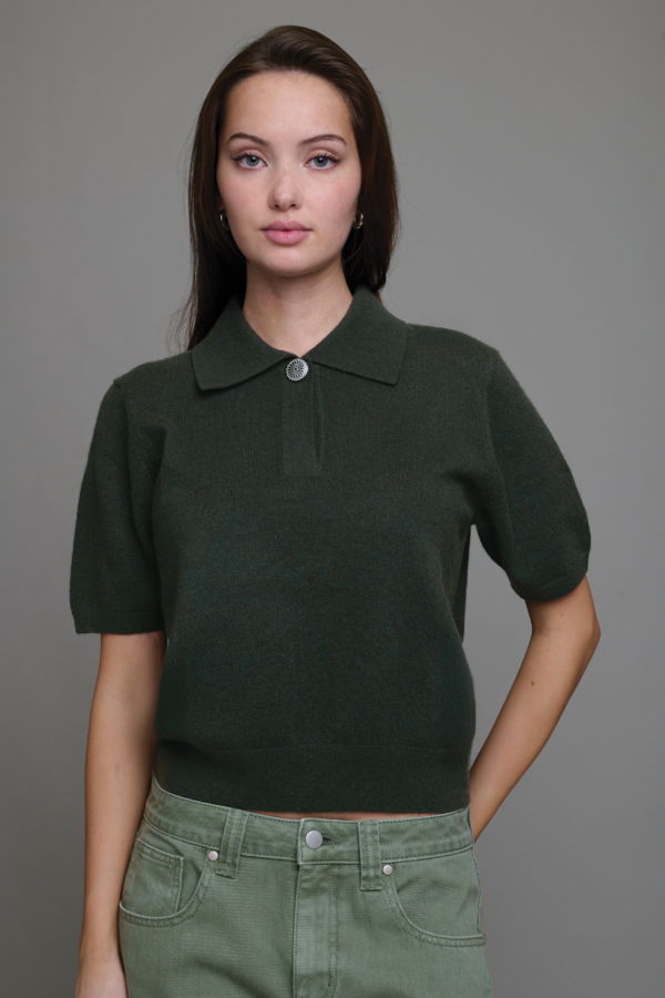 TT Studios Dakota Cashmere Shirt Sweater - Dark Olive