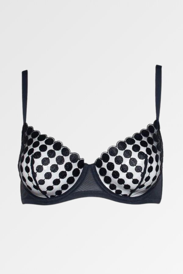 Huit Deco Dots Balconette Bra - Black