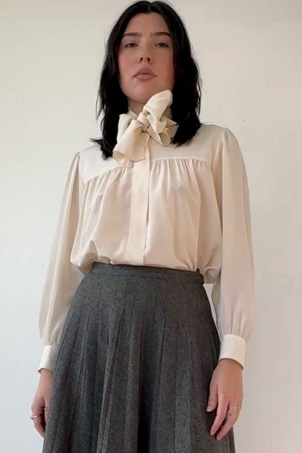 Vintage Cream Silk YSL Blouse Top