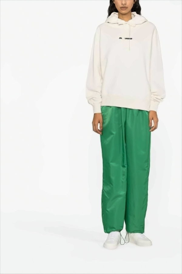 Jil Sander Relaxed Fit Cropped Hoodie With Drawstring Hoodie - White