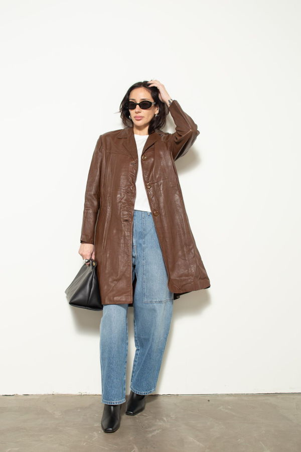 Vintage Tailored Leather Jacket - Milk Chocolate 