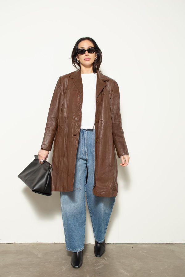 Vintage Tailored Leather Jacket - Milk Chocolate 