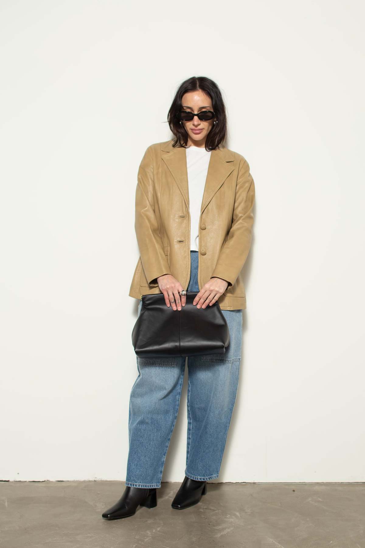 Vintage Leather Blazer - Tan - Image 3 of 7