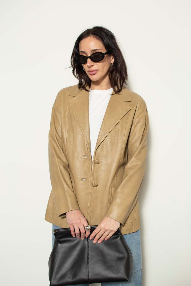 Vintage Leather Blazer - Tan