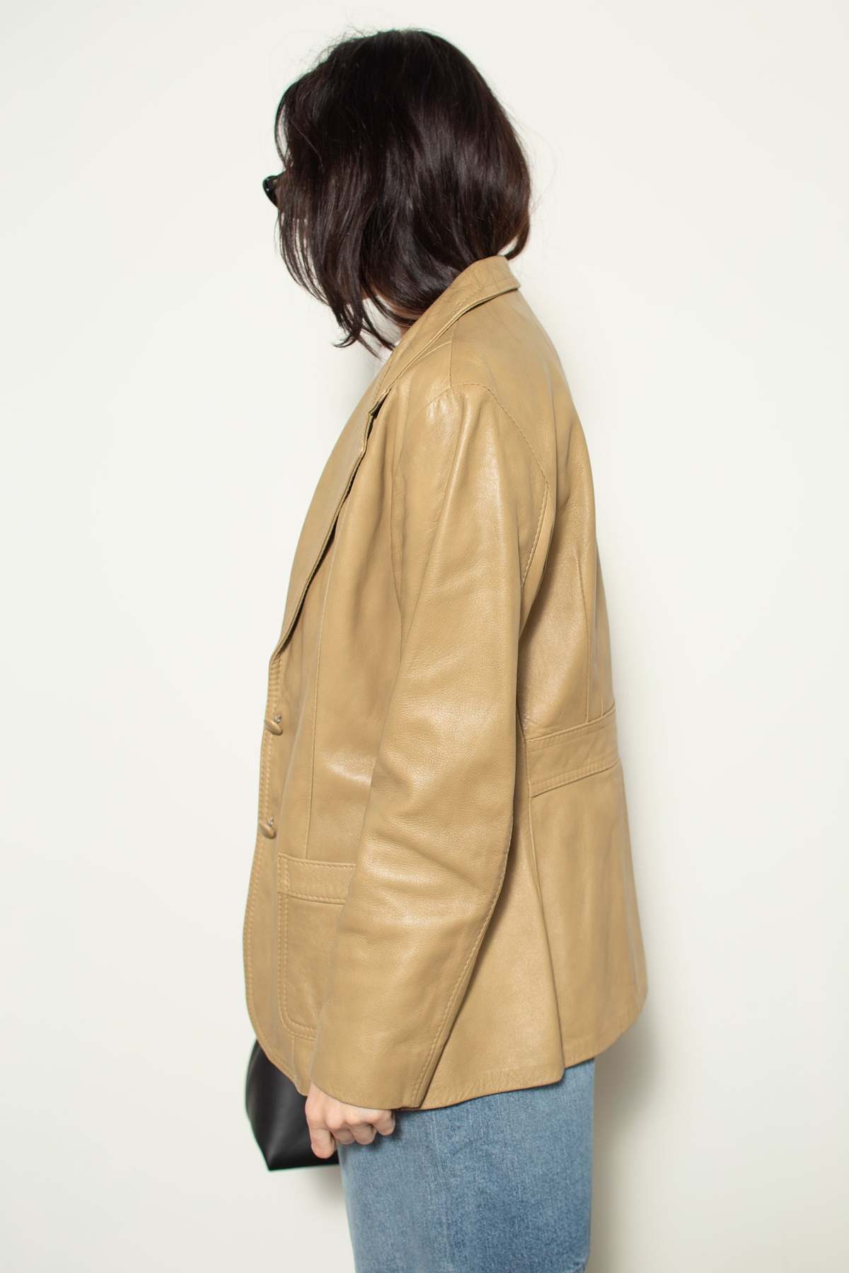 Vintage Leather Blazer - Tan - Image 5 of 7