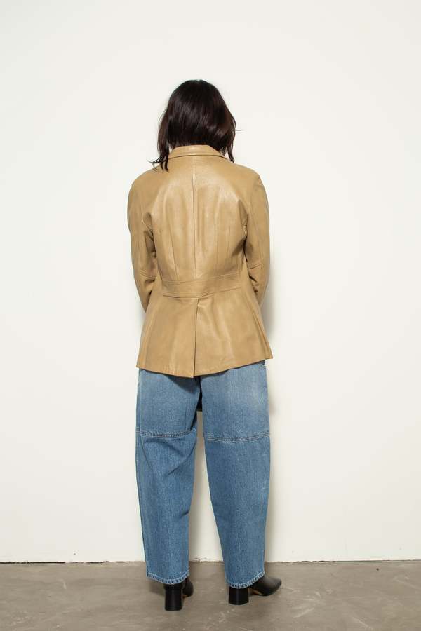 Vintage Leather Blazer - Tan