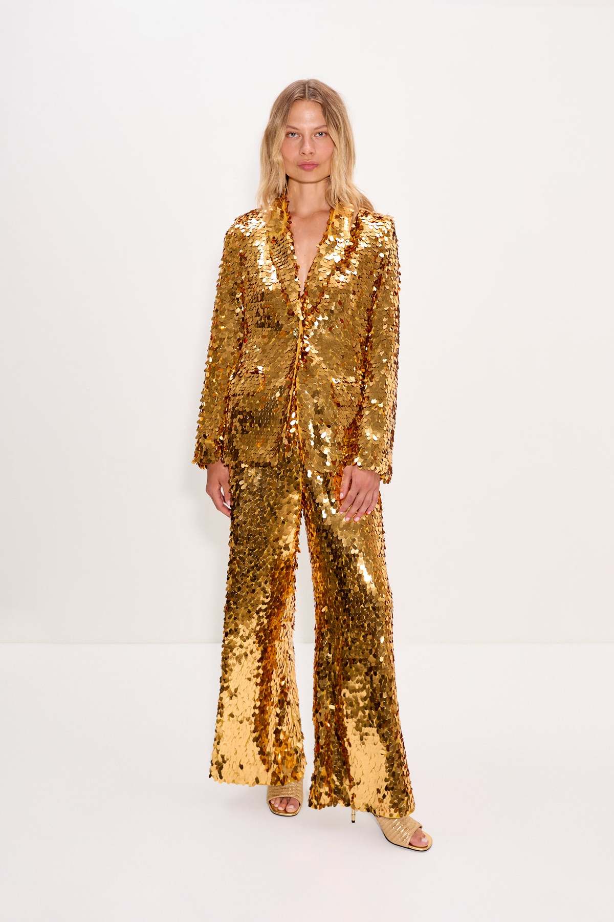 Simon Miller Nella Sequin Wide Leg Pant - Star Gold - Image 2 of 4