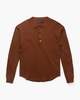 Les Tien Thermal Baseball Hem Henley Tee - Mahogany - Thumbnail 1
