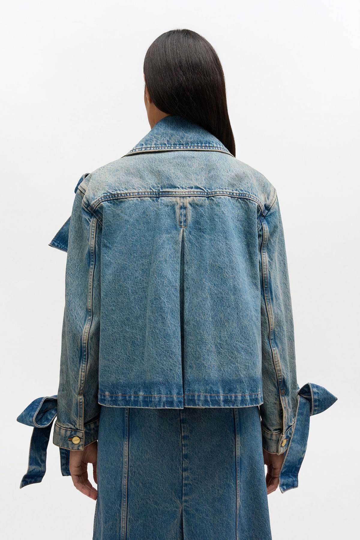 Ganni Tint Rigid Denim Jacket - Mid Blue Vintage - Image 2 of 2
