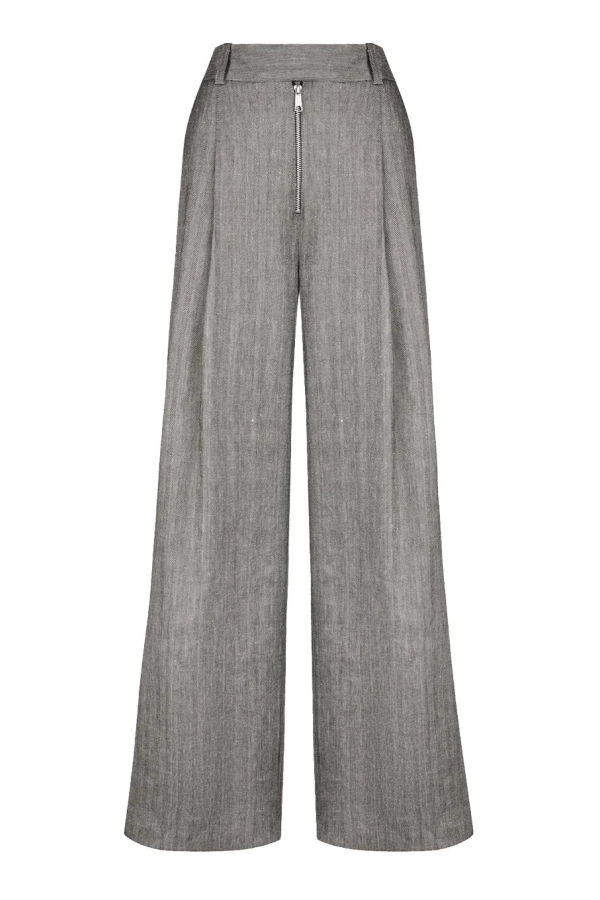 Smythe Exposed Zip Pleated Pant - Gray
