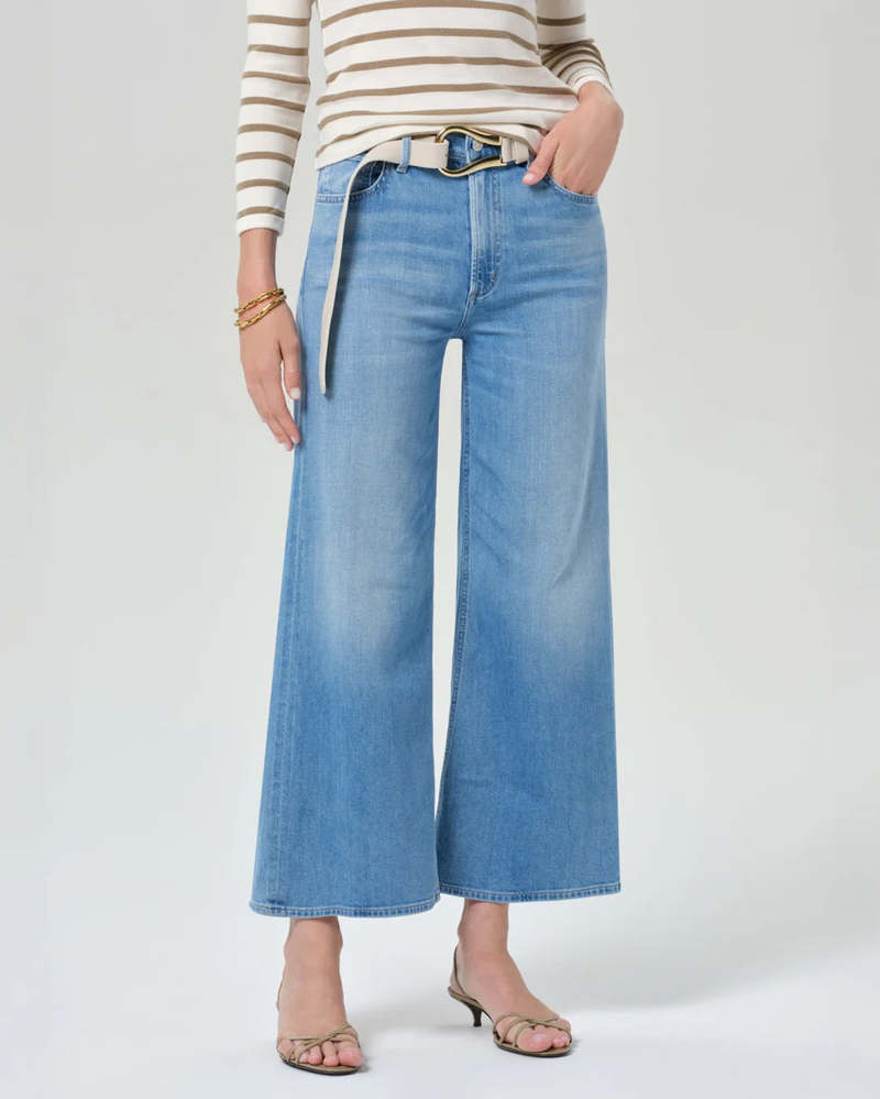 Citizens of Humanity Lyra Wide Leg Crop Jeans - Light Wash Denim