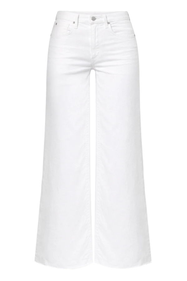 Citizens of Humanity Lyra Wide Leg Crop Raw Hem Jeans - White
