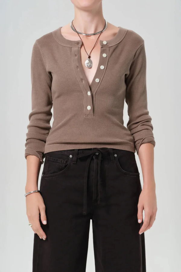 Citizens of Humanity Varra Henley Top - Brown
