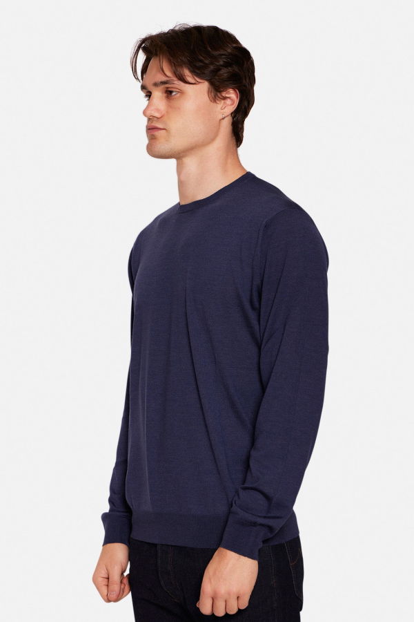 Filippo De Laurentiis Wool Silk Cashmere Crewneck Sweater - Blue