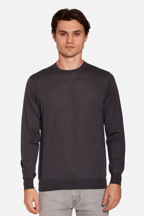 Filippo De Laurentiis Wool Silk Cashmere Crewneck Sweater - Charcoal