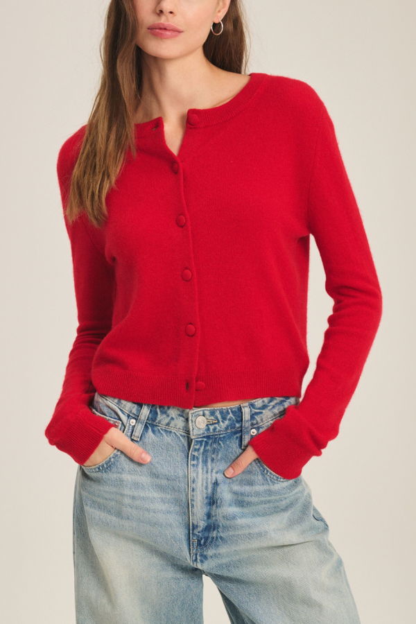 Velvet Nolie Cardigan - Red