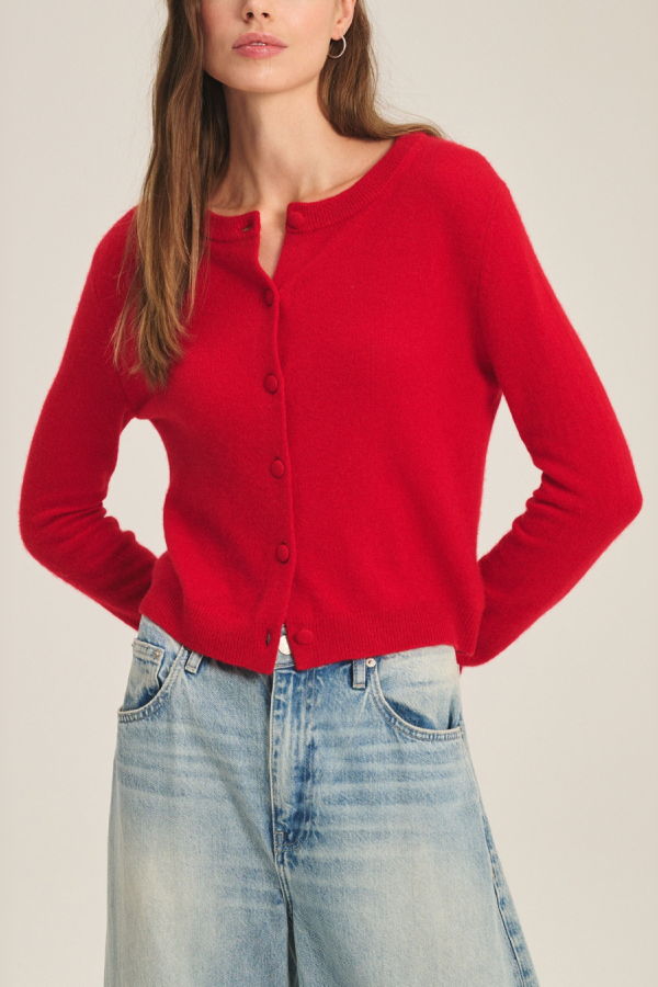 Velvet Nolie Cardigan - Red