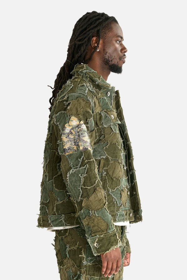 Who Decides War Field Camo Trucker Jacket - Olive