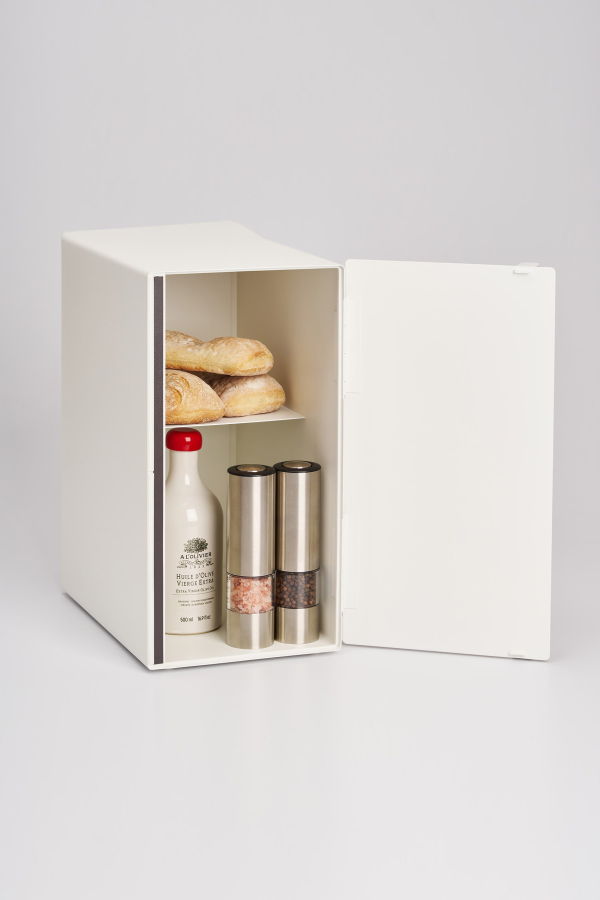 Yamazaki Home Bread Box Vertical Steel + Wood
