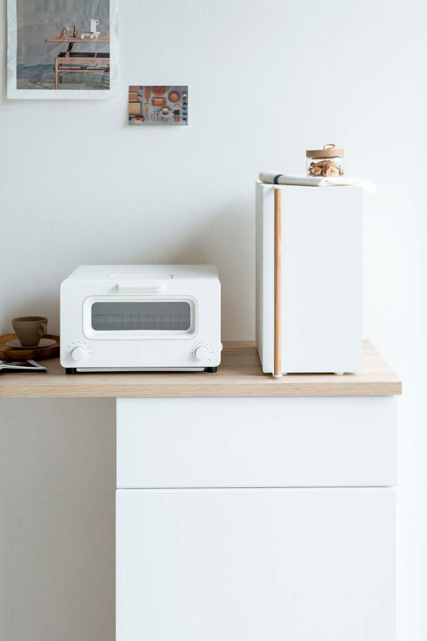 Yamazaki Home Bread Box Vertical Steel + Wood