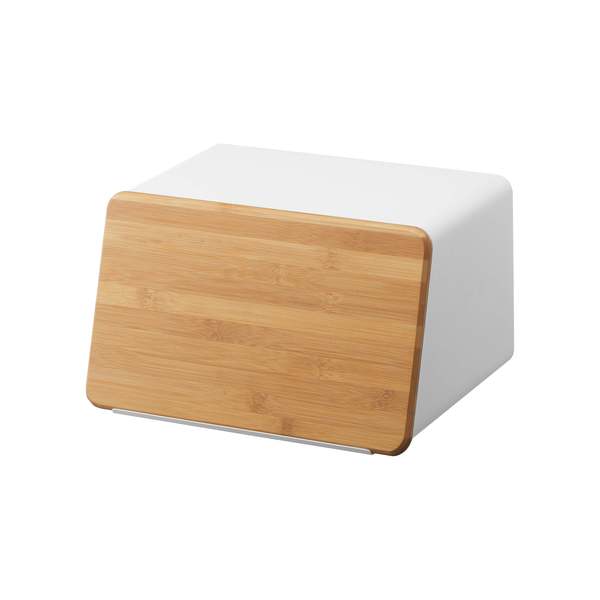 Yamazaki Home Bread Box with Cutting Board Lid - Steel + Wood