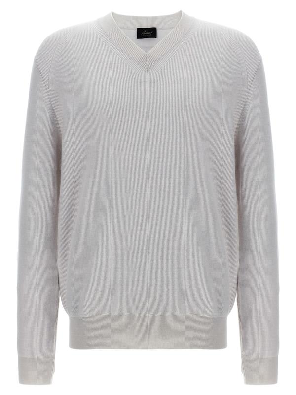 Brioni V-Neck Sweater - White