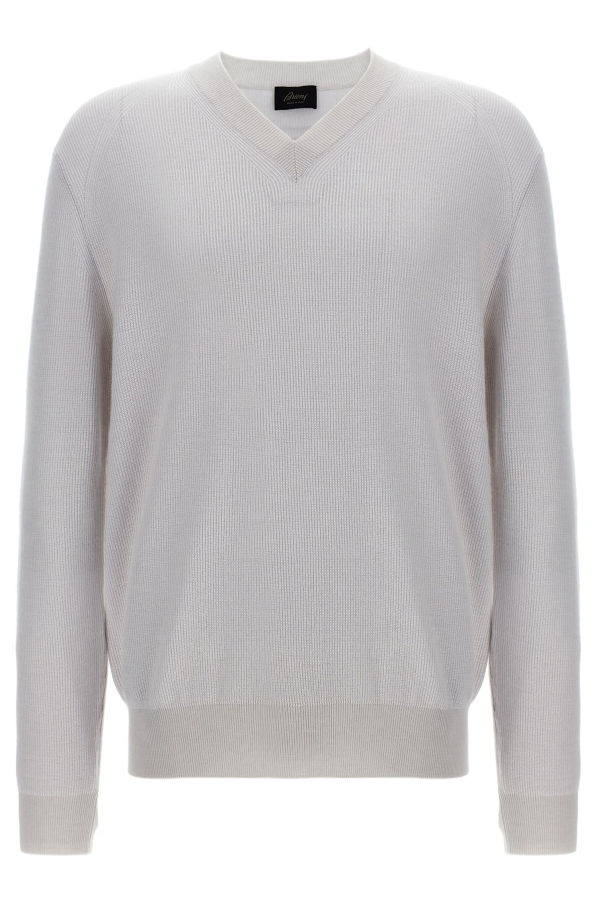 Brioni V-Neck Sweater - White