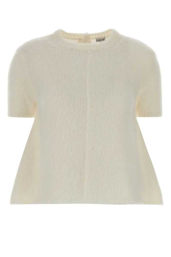 LOEWE Ivory Stretch Mohair Blend Sweater - White LOEWE Ivory Stretch Mohair Blend Sweater - White