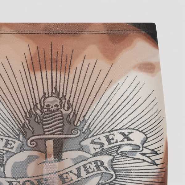 Jean Paul Gaultier Safe Sex Tattoo Midi Skirt - Nude Brown Black