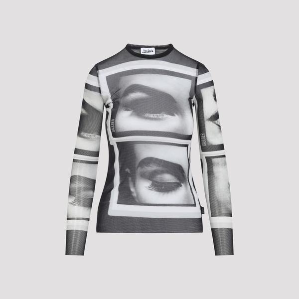 Jean Paul Gaultier Eyes And Lips Top - Black Grey White